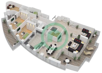 Burj Vista 1 - 5 Bedroom Apartment Unit 1 Floor plan