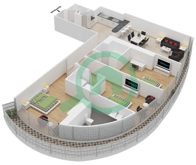 Upper Crest (Burjside Terrace) - 3 Bed Apartments Unit 7 Floor plan