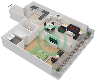 Upper Crest (Burjside Terrace) - 1 Bed Apartments Unit 4 Floor plan