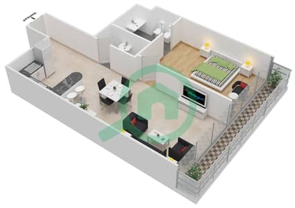 Upper Crest (Burjside Terrace) - 1 Bed Apartments Unit 3 Floor plan