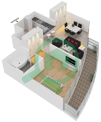 Дистинкшн - Апартамент 1 Спальня планировка Единица измерения 6 FLOOR 48
