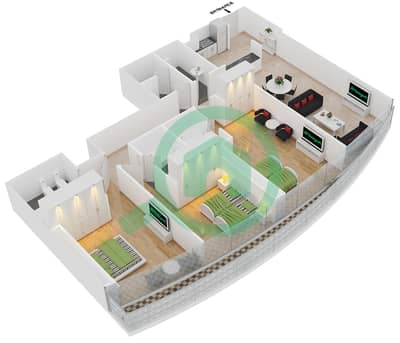 المخططات الطابقية لتصميم الوحدة 2 FLOOR 47 شقة 3 غرف نوم - ذا ديستنكشن