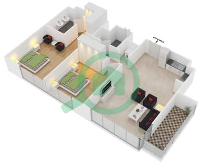 Act Two - 2 Bed Apartments Unit 2 Floor 36-44 Floor plan