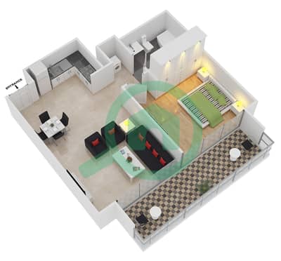 Act Two - 1 Bed Apartments Unit 7 Floor 6-15 Floor plan