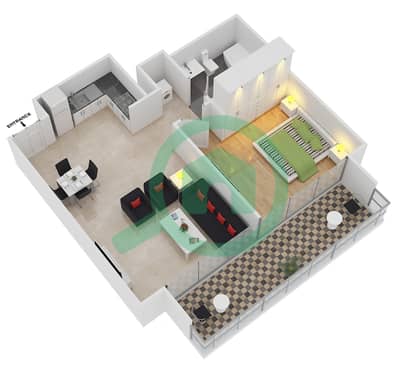 Act Two - 1 Bed Apartments Unit 6 Floor 18-29 Floor plan