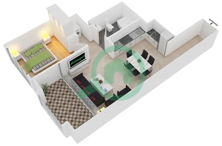 Downtown Views II Tower 1 - 1 Bedroom Apartment Unit 4 FLOOR 37-53 Floor plan