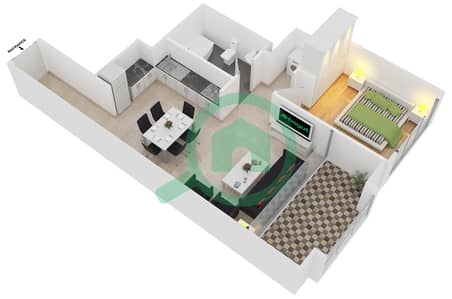 Downtown Views II Tower 1 - 1 Bedroom Apartment Unit 1 FLOOR 37-53 Floor plan