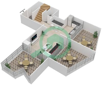 المخططات الطابقية لتصميم الوحدة 916 شقة 2 غرفة نوم - بن غاطي فيوز