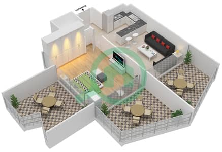 بن غاطي فيوز - 1 غرفة شقق الوحدة 313 مخطط الطابق