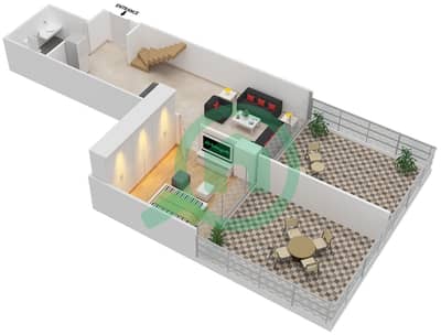 المخططات الطابقية لتصميم الوحدة 113 شقة 2 غرفة نوم - بن غاطي فيوز