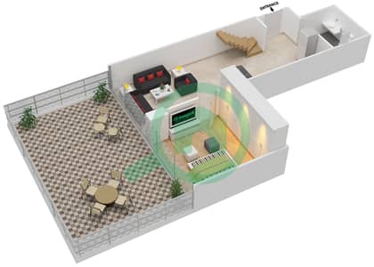 المخططات الطابقية لتصميم الوحدة 101 شقة 2 غرفة نوم - بن غاطي فيوز