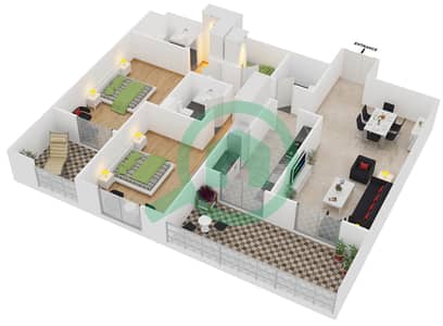 The Belvedere - 2 Bedroom Apartment Unit 206,306,406 Floor plan