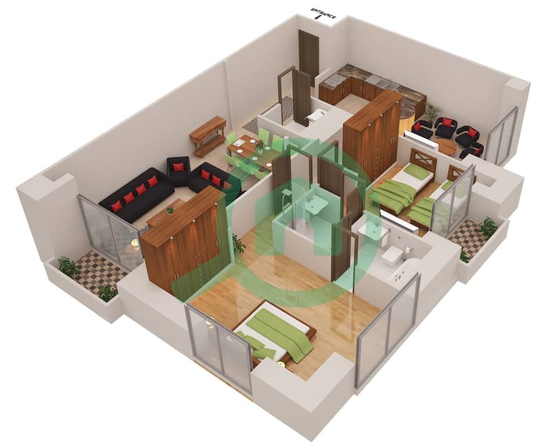 Floor Plans For Unit 8 2 Bedroom Apartments In Princess Tower