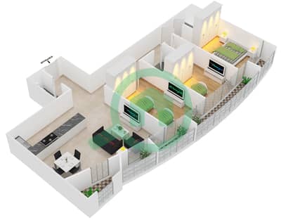 Marina Wharf II - 3 Bedroom Apartment Unit 2 Floor plan