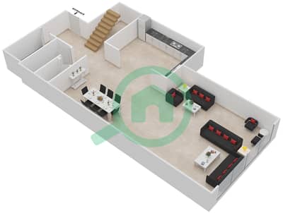 المخططات الطابقية لتصميم الوحدة 201 شقة 3 غرف نوم - برج مارينا أركيد