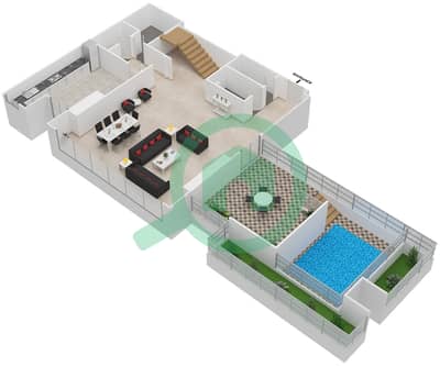 المخططات الطابقية لتصميم الوحدة 1606 شقة 3 غرف نوم - برج مارينا أركيد