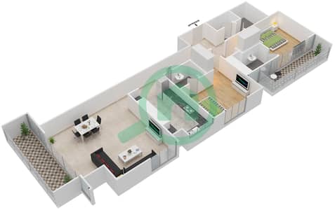 滨海拱廊大厦 - 2 卧室公寓单位4302戶型图