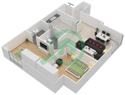 Marina Arcade Tower - 2 Bed Apartments Unit 1702 Floor plan