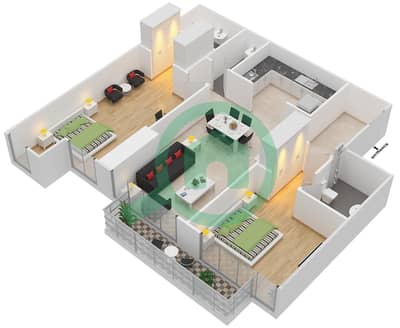 Marina Arcade Tower - 2 Bedroom Apartment Unit 706 Floor plan