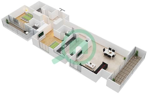 滨海拱廊大厦 - 2 卧室公寓单位605戶型图