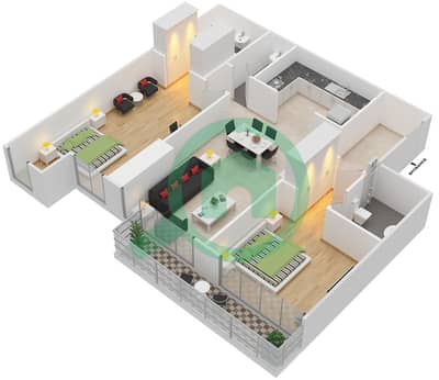 Marina Arcade Tower - 2 Bed Apartments Unit 506 Floor plan