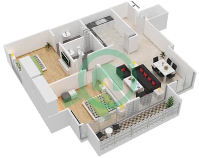 Marina Arcade Tower - 2 Bedroom Apartment Unit 502 Floor plan