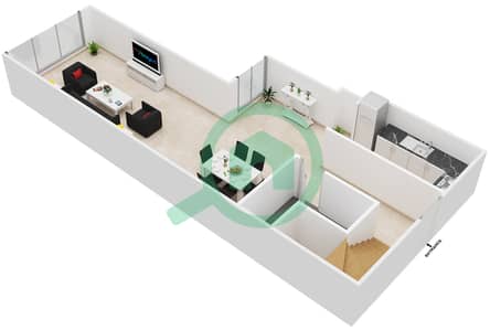 المخططات الطابقية لتصميم الوحدة 204 شقة 1 غرفة نوم - برج مارينا أركيد