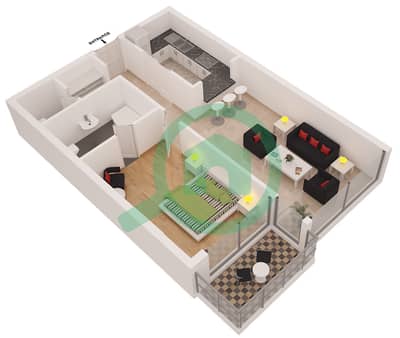 Ирис Блю - Апартамент 1 Спальня планировка Единица измерения 3 FLOOR 2-23
