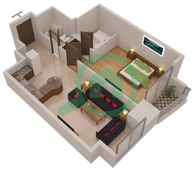 精英公寓 - 1 卧室公寓类型／单位3A/9戶型图