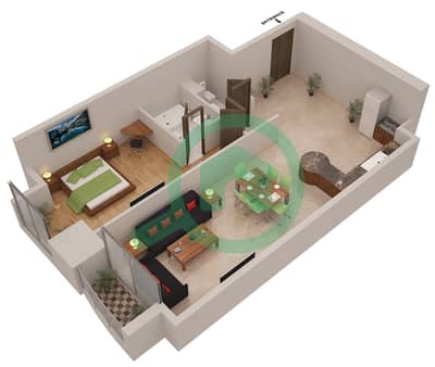 Elite Residence - 1 Bedroom Apartment Type/unit 2A/6 Floor plan