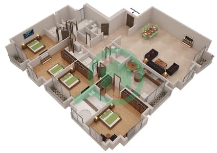 精英公寓 - 4 卧室顶楼公寓类型／单位1B/1戶型图