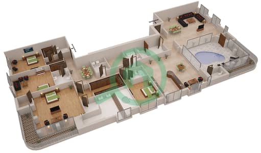 精英公寓 - 4 卧室顶楼公寓类型／单位3B/1戶型图