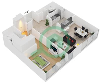 Al Majara 5 - 1 Bed Apartments Unit 6 Floor 1 Floor plan