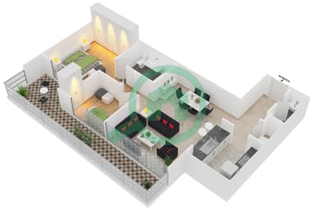 Al Majara 5 - 2 Bed Apartments Unit 6 Floor 2-6 Floor plan