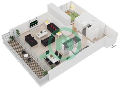 Al Majara 5 - 1 Bed Apartments Unit 5 Floor 1 Floor plan