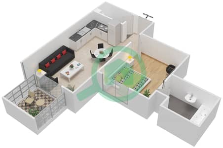 Shaista Azizi - 1 Bed Apartments Unit 14 Floor 2-4 Floor plan
