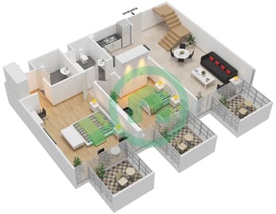 阿齐兹绍伊斯塔公寓 - 2 卧室公寓单位10 12TH & 13TH FLOOR戶型图