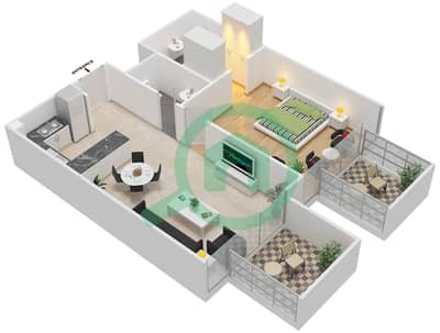 المخططات الطابقية لتصميم الوحدة 12 FLOOR 2-4 شقة 1 غرفة نوم - شايستا عزيزي