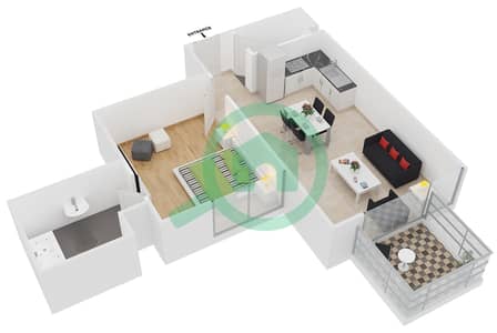 Farishta Azizi - 1 Bedroom Apartment Unit 14 Floor plan