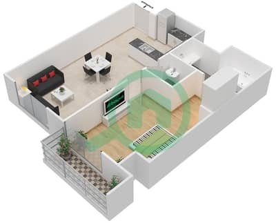 The Voleo - 1 Bedroom Apartment Unit 7 FLOOR 16 Floor plan