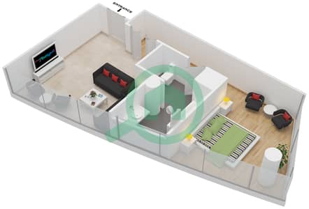 المخططات الطابقية لتصميم النموذج / الوحدة D/25,26 شقة 1 غرفة نوم - برج بارك لين