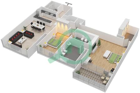 Index Tower - 2 Bedroom Apartment Unit 5403 Floor plan