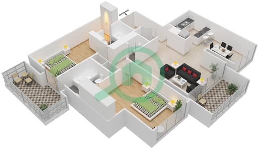 Index Tower - 2 Bedroom Apartment Unit 3308 Floor plan