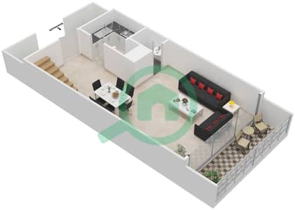 المخططات الطابقية لتصميم النموذج C تاون هاوس 2 غرفة نوم - باب البحر