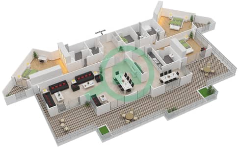 巴布-艾尔-巴赫尔公寓 - 3 卧室顶楼公寓类型PH戶型图