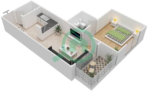 المخططات الطابقية لتصميم النموذج A7 شقة 1 غرفة نوم - شابال ذا هارموني