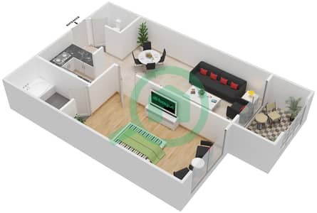 查帕尔和谐大厦 - 1 卧室公寓类型A5戶型图