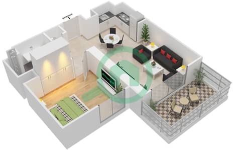 Water's Edge - 1 Bedroom Apartment Type B Floor plan