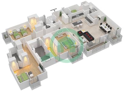 Saadiyat St Regis Residences - 3 Bedroom Apartment Type A Floor plan