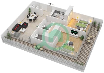 Park View - 2 Bedroom Apartment Type E Floor plan